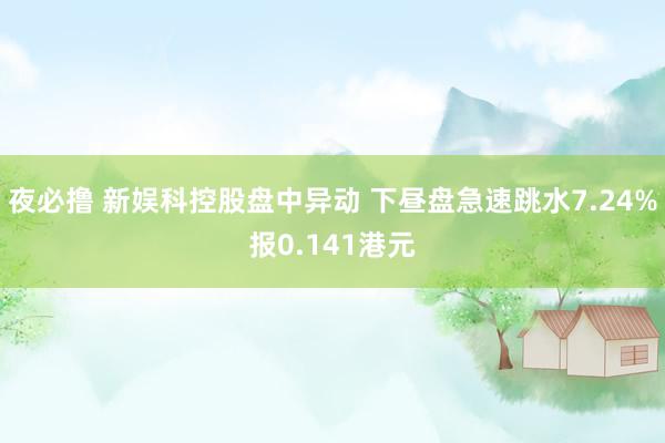 夜必撸 新娱科控股盘中异动 下昼盘急速跳水7.24%报0.141港元